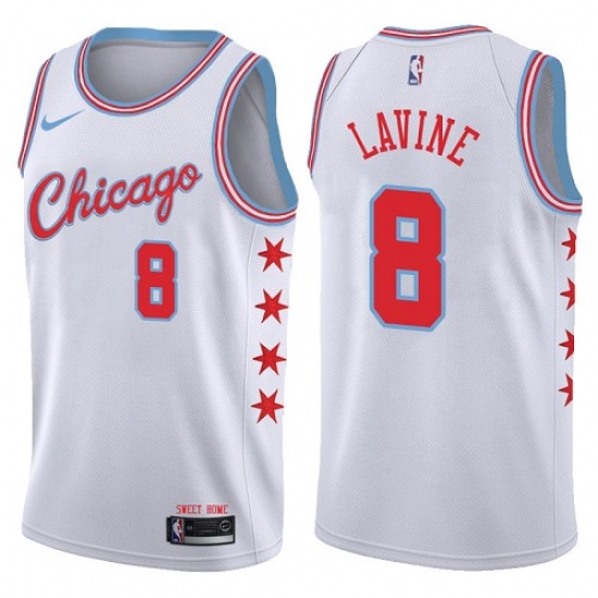 Youth Nike Chicago Bulls #8 Zach LaVine Swingman White NBA Jersey - City Edition - ujerseystore
