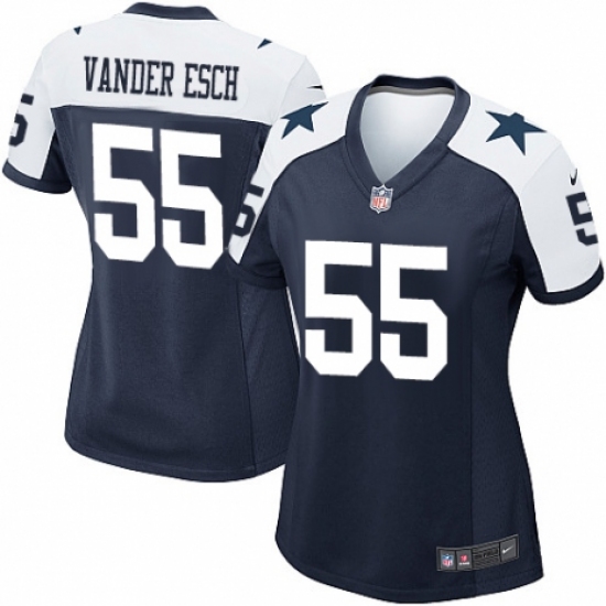Women's Nike Dallas Cowboys #55 Leighton Vander Esch Game Navy Blue Throwback Alternate NFL Jersey - Ujersey
