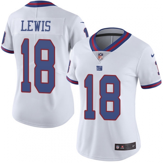 Women's Nike New York Giants #82 Roger Lewis Limited White Rush Vapor Untouchable NFL Jersey - Ujersey