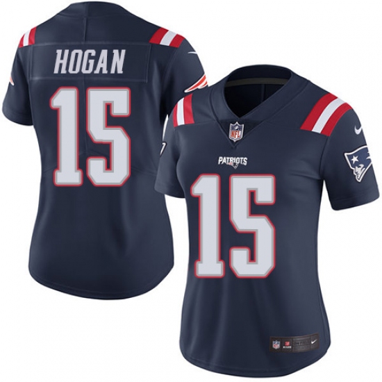 Women's Nike New England Patriots #15 Chris Hogan Limited Navy Blue Rush Vapor Untouchable NFL Jersey - Ujersey
