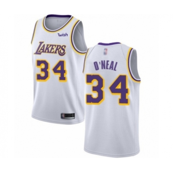 Women's Los Angeles Lakers #34 Shaquille O Neal Authentic White Basketball Jerseys - Association Edition - Ujersey