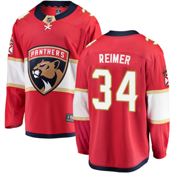 Youth Florida Panthers #34 James Reimer Fanatics Branded Red Home Breakaway NHL Jersey - Ujersey