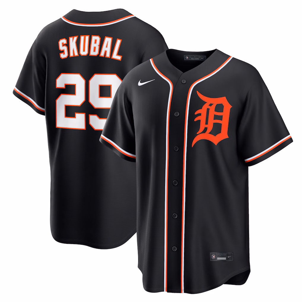 Men's Detroit Tigers Tarik Skubal Nike Fashion Replica Black Out Jersey