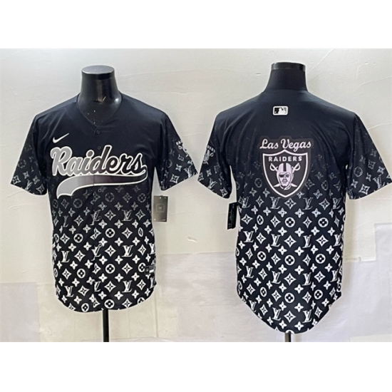Men's Las Vegas Raiders Team Big Logo Black Limited Stitched Baseball Jersey