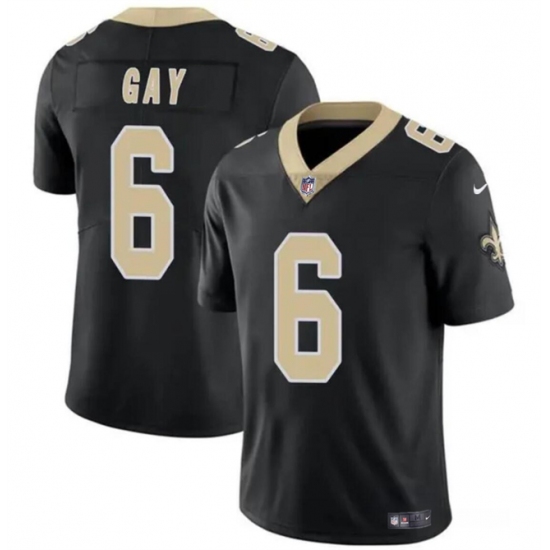 Men's New Orleans Saints #6 Willie Gay Black Vapor Limited Football Stitched Jersey