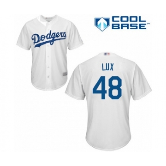 Youth Los Angeles Dodgers #48 Gavin Lux Authentic White Home Cool Base Baseball Player Jersey - Ujersey