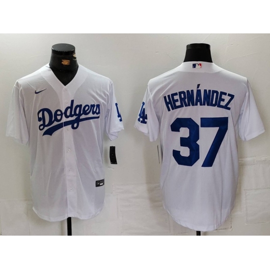 Men's Los Angeles Dodgers #37 Teoscar Hernandez White Cool Base Stitched Jersey - Ujersey