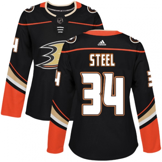 Women's Adidas Anaheim Ducks #34 Sam Steel Premier Black Home NHL Jersey