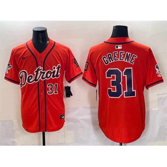 Men's Detroit Tigers #31 Riley Greene Orange With Vapor Premier Limited Stitched Baseball Jersey