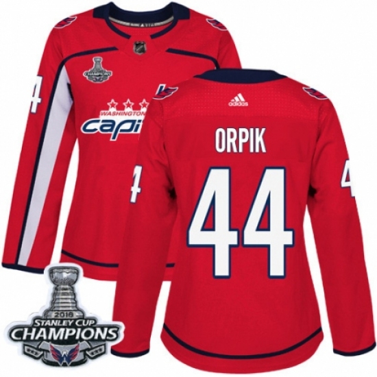 Women's Adidas Washington Capitals #44 Brooks Orpik Authentic Red Home 2018 Stanley Cup Final Champions NHL Jersey - Ujersey