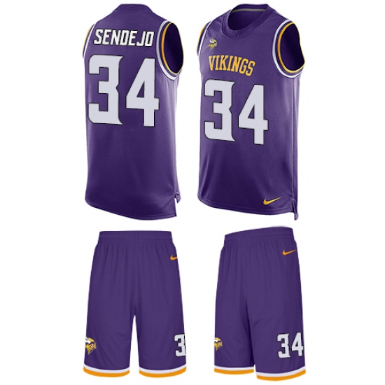 Men's Nike Minnesota Vikings #34 Andrew Sendejo Limited Purple Tank Top Suit NFL Jersey - Ujersey