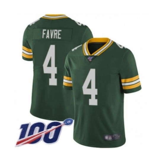 Men's Green Bay Packers #4 Brett Favre Green Team Color Vapor Untouchable Limited Player 100th Season Football Jersey - Ujersey