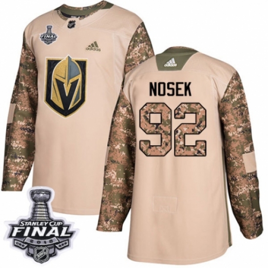 Youth Adidas Vegas Golden Knights #92 Tomas Nosek Authentic Camo Veterans Day Practice 2018 Stanley Cup Final NHL Jersey - Ujersey