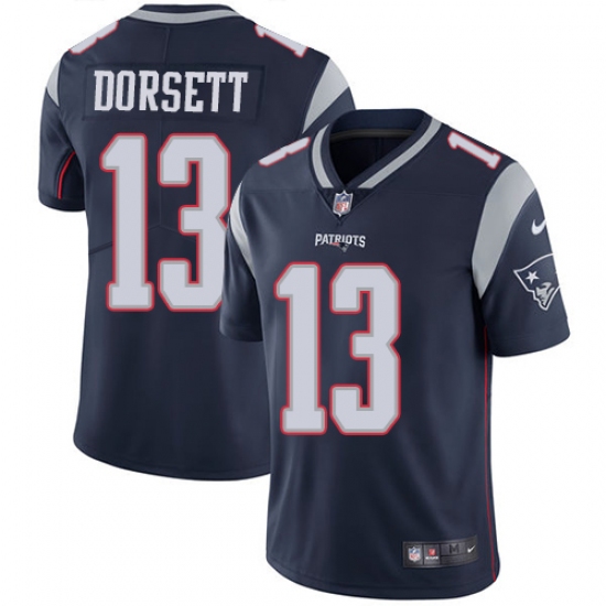 Men's Nike New England Patriots #13 Phillip Dorsett Navy Blue Team Color Vapor Untouchable Limited Player NFL Jersey - Ujersey