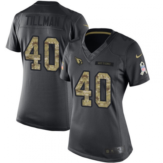 Women's Nike Arizona Cardinals #40 Pat Tillman Limited Black 2016 Salute to Service NFL Jersey - Ujersey