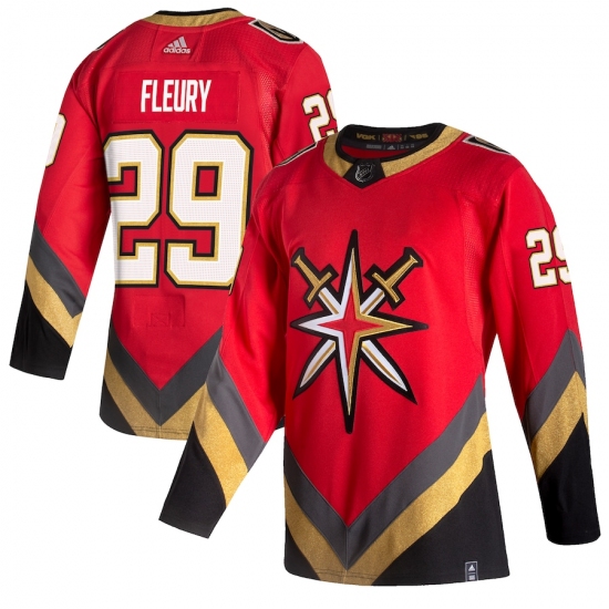 Men's Vegas Golden Knights #29 Marc-Andre Fleury adidas Red 2020-21 Reverse Retro Authentic Player Jersey - Ujersey
