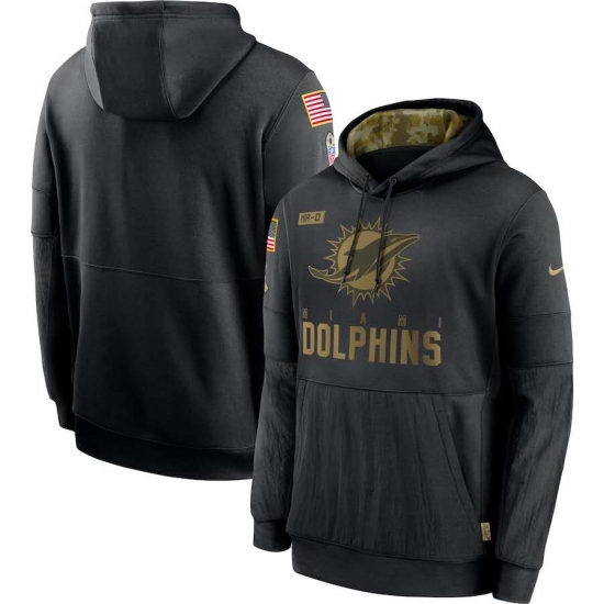 Men's NFL Miami Dolphins 2020 Salute To Service Black Pullover Hoodie - Ujersey