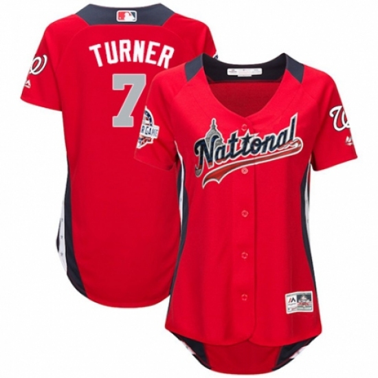 Women's Majestic Washington Nationals #7 Trea Turner Game Red National League 2018 MLB All-Star MLB Jersey - Ujersey