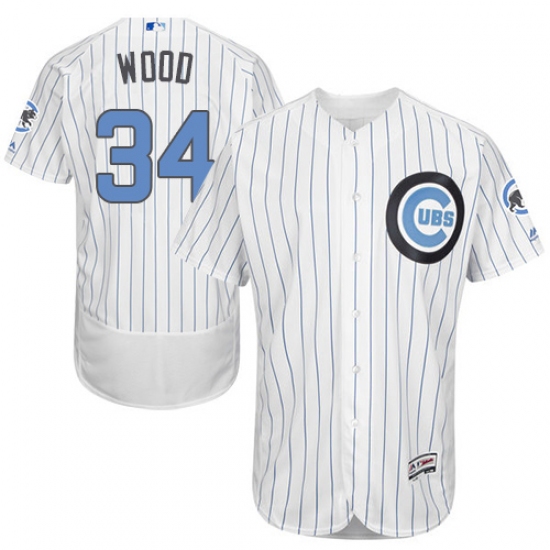 Men's Majestic Chicago Cubs #34 Kerry Wood Authentic White 2016 Father's Day Fashion Flex Base MLB Jersey - Ujersey