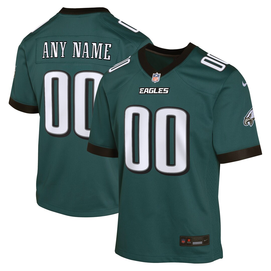 Youth Philadelphia Eagles Nike Midnight Green Team Custom Game Jersey
