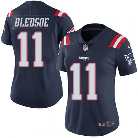 Women's Nike New England Patriots #11 Drew Bledsoe Limited Navy Blue Rush Vapor Untouchable NFL Jersey - Ujersey