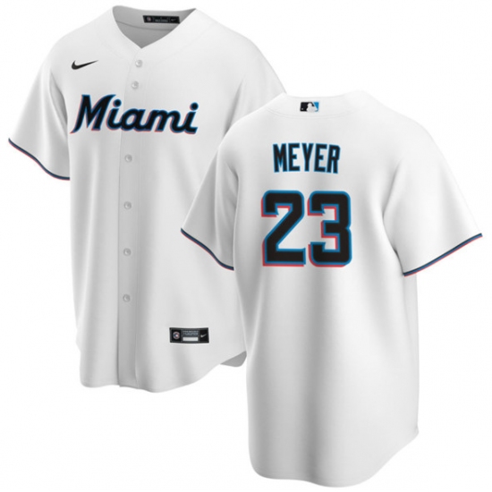 Men's Miami Marlins #23 Max Meyer White Cool Base Stitched Baseball Jersey - Ujersey