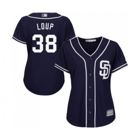 Women's San Diego Padres #38 Aaron Loup Replica Navy Blue Alternate 1 Cool Base Baseball Jersey - Ujersey