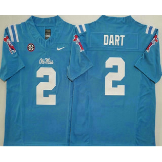 Men's Ole Miss Rebels #2 Jaxson Dart Light Blue 2025 FUSE College Football Jersey - Ujersey