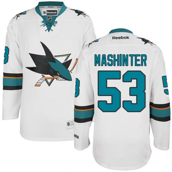 Women's Reebok San Jose Sharks #53 Brandon Mashinter Authentic White Away NHL Jersey - Ujersey