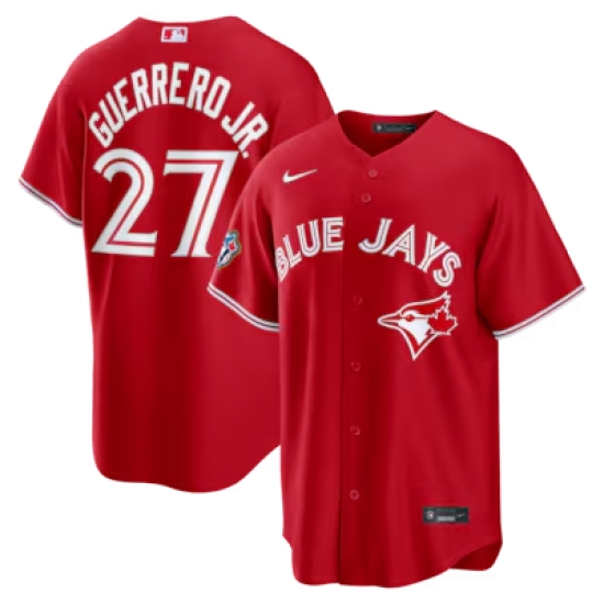 Men's Toronto Blue Jays #27 Vladimir Guerrero Jr. Red 50th Anniversary Alternate Limited Jersey - Ujersey