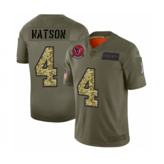 Men's Houston Texans #4 Deshaun Watson 2019 Olive Camo Salute to Service Limited Jersey - Ujersey