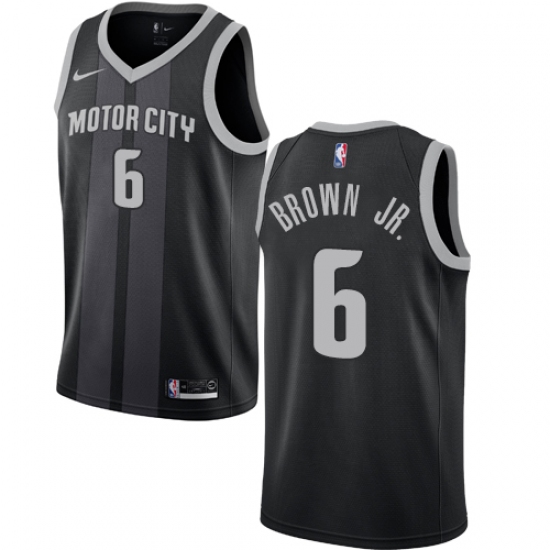 Men's Nike Detroit Pistons #6 Bruce Brown Jr. Swingman Black NBA Jersey - City Edition - Ujersey