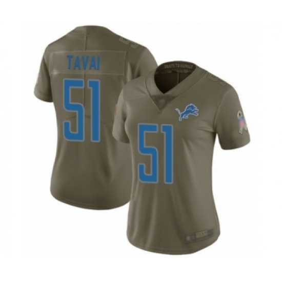 Women's Detroit Lions #51 Jahlani Tavai Limited Olive 2017 Salute to Service Football Jersey - Ujersey