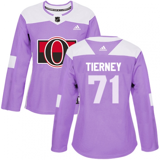 Women's Adidas Ottawa Senators #71 Chris Tierney Authentic Purple Fights Cancer Practice NHL Jersey - Ujersey