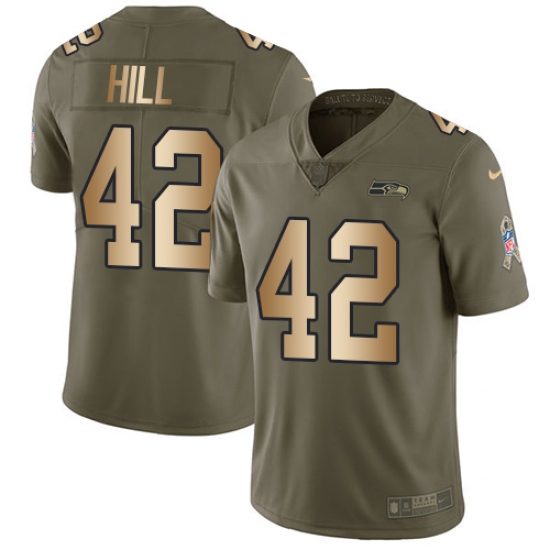 Youth Nike Seattle Seahawks #42 Delano Hill Limited Olive/Gold 2017 Salute to Service NFL Jersey - Ujersey