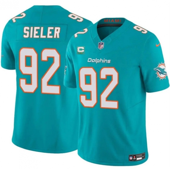 Men's Miami Dolphins #92 Zach Sieler Aqua 2025 F.U.S.E. With 2-Star C Vapor Limited Football Stitched Jersey - Ujersey
