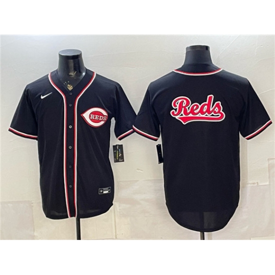 Men's Cincinnati Reds Team Big Logo 2026 Fashion Replica Black Out Stitched Baseball Jersey - Ujersey