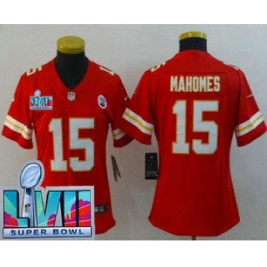 Women's Kansas City Chiefs #15 Patrick Mahomes Limited Red Super Bowl LVII Vapor Jersey - Ujersey