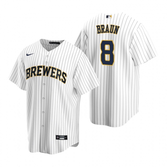 Men's Nike Milwaukee Brewers #8 Ryan Braun White Alternate Stitched Baseball Jersey - Ujersey