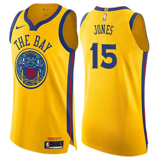 Youth Nike Golden State Warriors #15 Damian Jones Swingman Gold NBA Jersey - City Edition - Ujersey