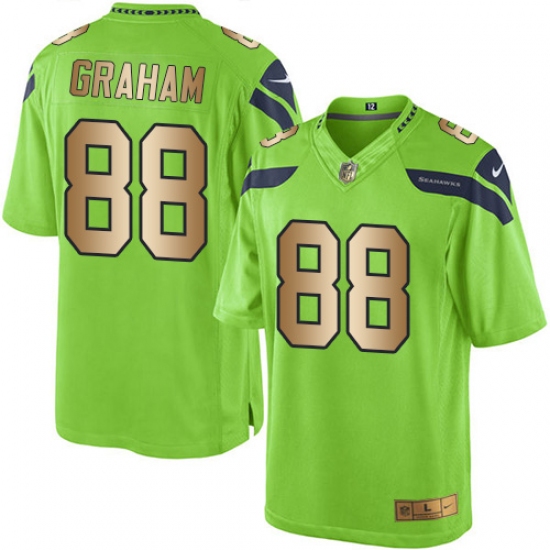 Men's Nike Seattle Seahawks #88 Jimmy Graham Limited Green/Gold Rush NFL Jersey - Ujersey