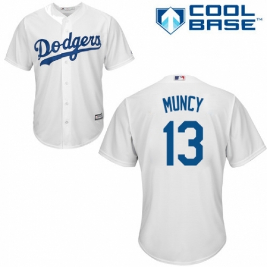 Youth Majestic Los Angeles Dodgers #13 Max Muncy Authentic White Home Cool Base MLB Jersey