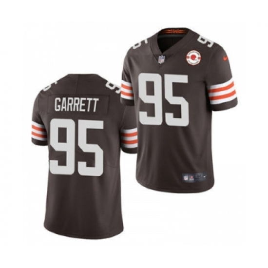 Men's Cleveland Browns #95 Myles Garrett 2021 Brown 75th Anniversary Patch Vapor Untouchable Limited Jersey - Ujersey