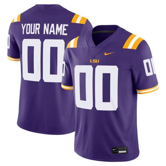 Men's LSU Tigers ACTIVE PLAYER Custom Purple Stitched Game Jersey - Ujersey