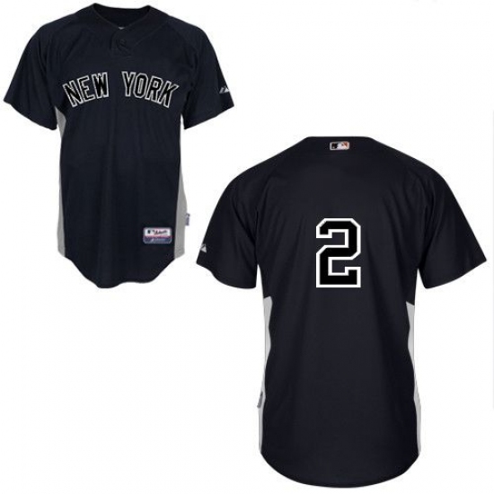 Men's Majestic New York Yankees #2 Derek Jeter Replica Black MLB Jersey - Ujersey