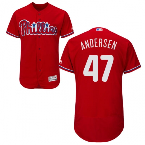 Men's Majestic Philadelphia Phillies #47 Larry Andersen Red Alternate Flex Base Authentic Collection MLB Jersey - Ujersey