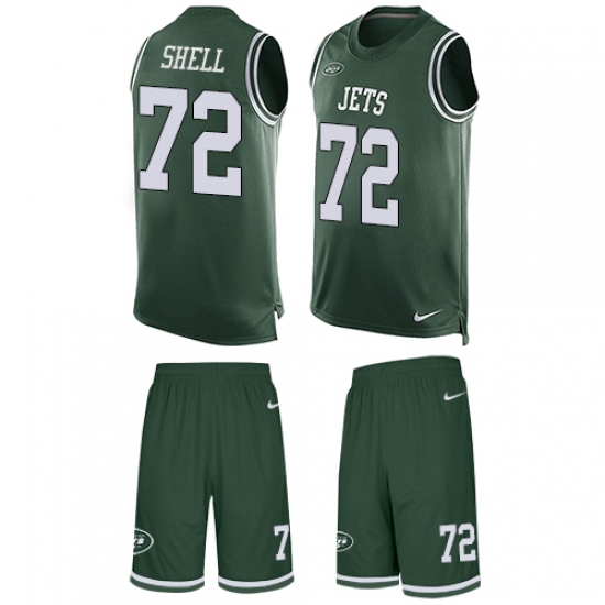 Men's Nike New York Jets #72 Brandon Shell Limited Green Tank Top Suit NFL Jersey - Ujersey