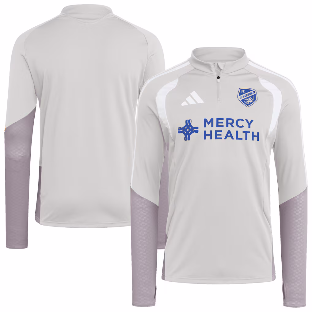 Men's FC Cincinnati adidas Silver 2026 Tiro Competition Quarter-Zip Training Top - ujerseystore