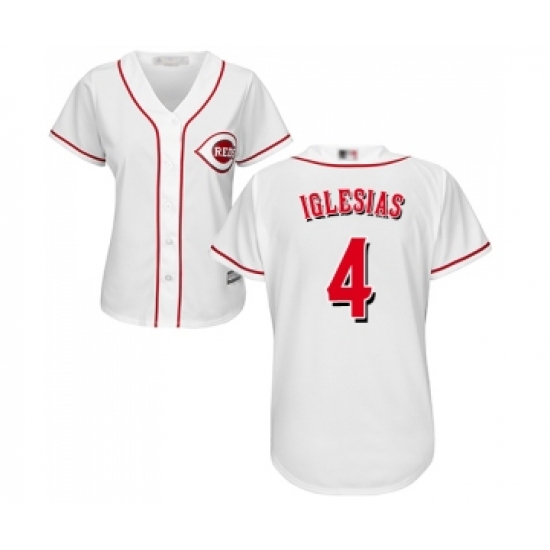 Women's Cincinnati Reds #4 Jose Iglesias Replica White Home Cool Base Baseball Jersey - Ujersey