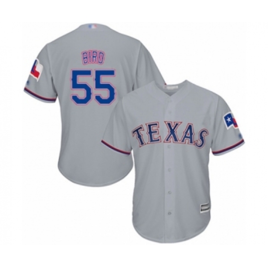 Youth Texas Rangers #55 Kyle Bird Authentic Grey Road Cool Base Baseball Player Jersey - Ujersey